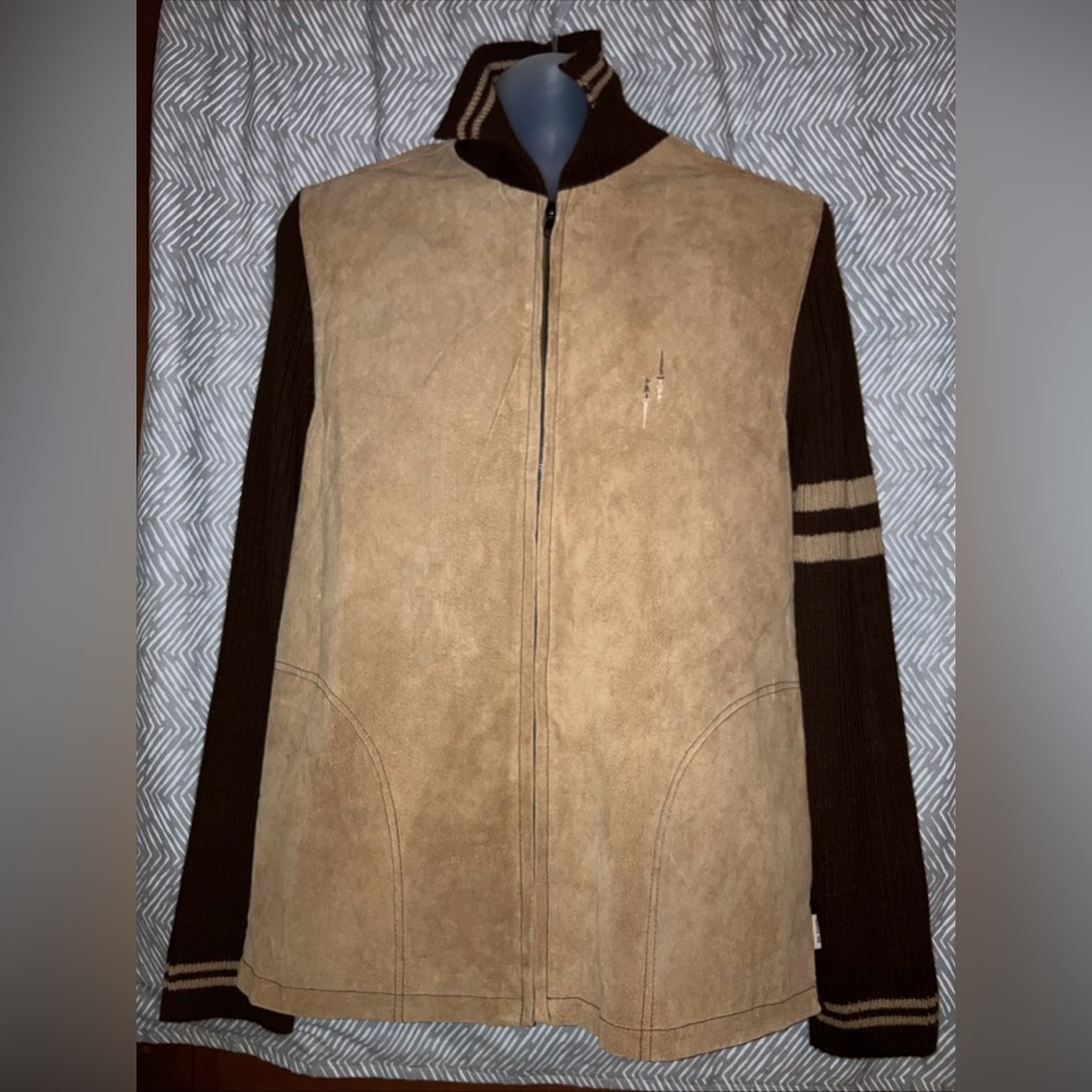VTG BC Ethic Outerwear Men's Large Light Beige Suede Leather Jacket